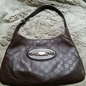 Brown Leather Guccisima Shoulder Bag